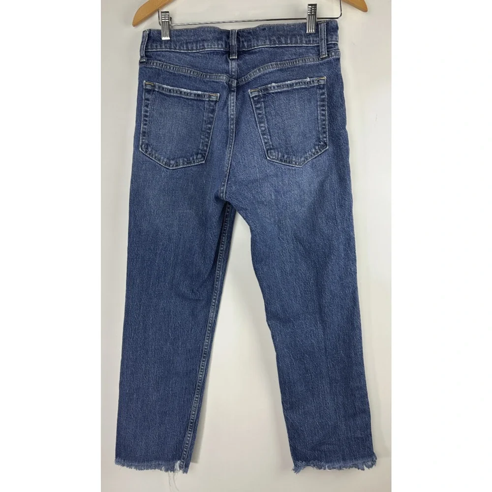 Gap Cheeky Straight High Rise Jeans Button Fly 29 8 R Dark Indigo Blue Denim - Picture 10 of 15